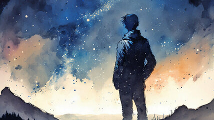 Junger Mann und Universum