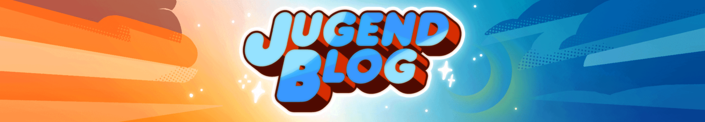Orange-blaue Grafik mit Schriftzug Jugendblog